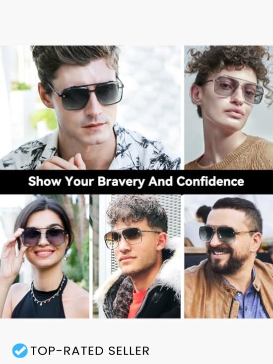Square Aviator Sunglasses Metal Frame UV400 Protection Vintage Classic Trendy main image 2